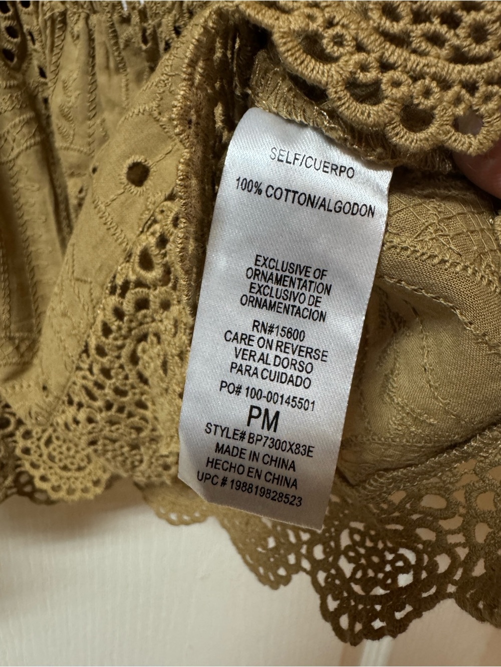 Democracy Eyelet Peplum Blouse, PM - Picture 6 of 6